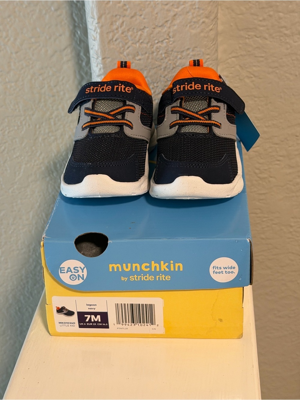 Munchkin Kids Navy and Orange Athletic Sneakers